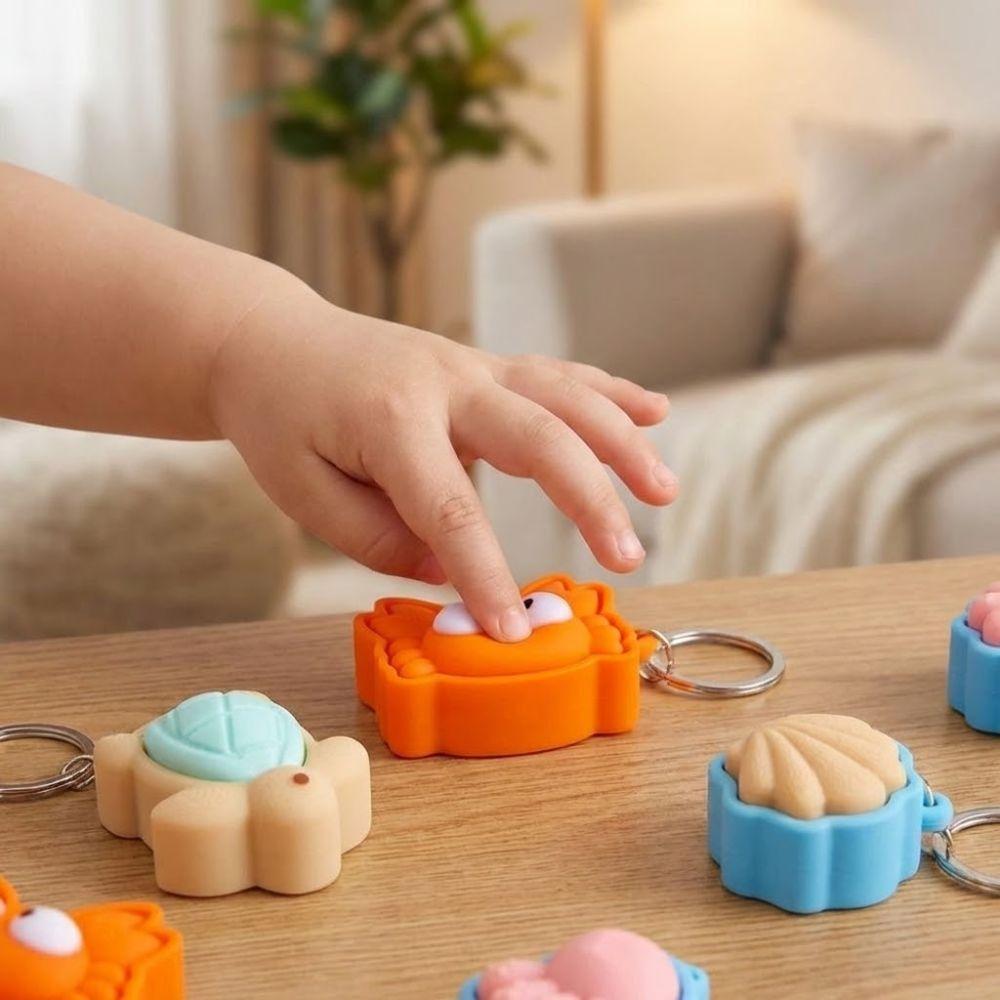 Mini Turtle Clicker Keychain Cute Animal Fidget Sensory Toy Button Clicker Keyring Venting Toys