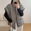 Women's Solid-Color, Stand-Collar, Cropped Down-Filled Cotton Vest—Loose-Fit Commuter Jacket