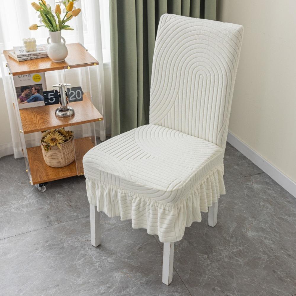 W/ Skirt Backrest Cover Elastic Jacquard Seat  Stool Cover Stretchy Dining Chair Cover  Kitchen