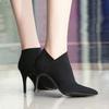 Boots Women's New Women's Boots European and American Style Pointed Toe Pullover Martin Boots Women's Thin Heel High Heel Short Boots Women