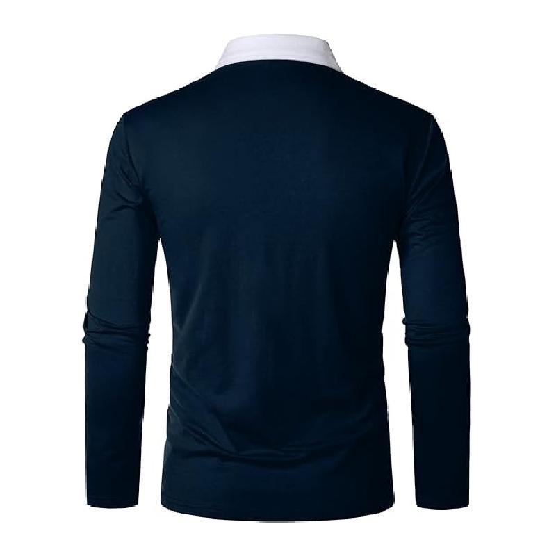 Color Blocked Pattern Digital Design Fashionable Men's Long Sleeved Polo Shirt Spring and Autumn Casual Daily Outdoor 100% Polyester Fiber