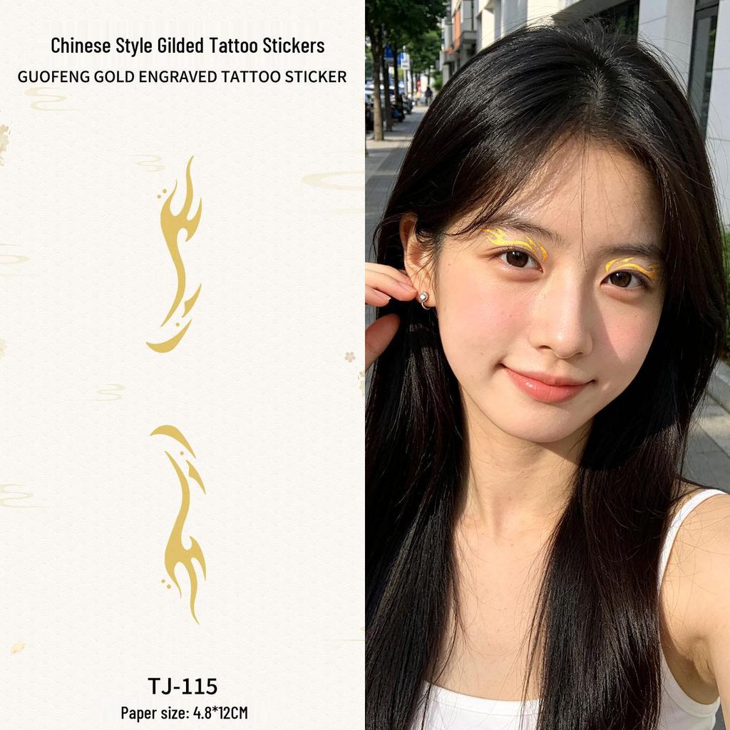 Chinese Style Waterproof Phoenix & Koi Tattoo Sticker - Long-lasting, Aesthetic Dunhuang Design for Arm & Collarbone