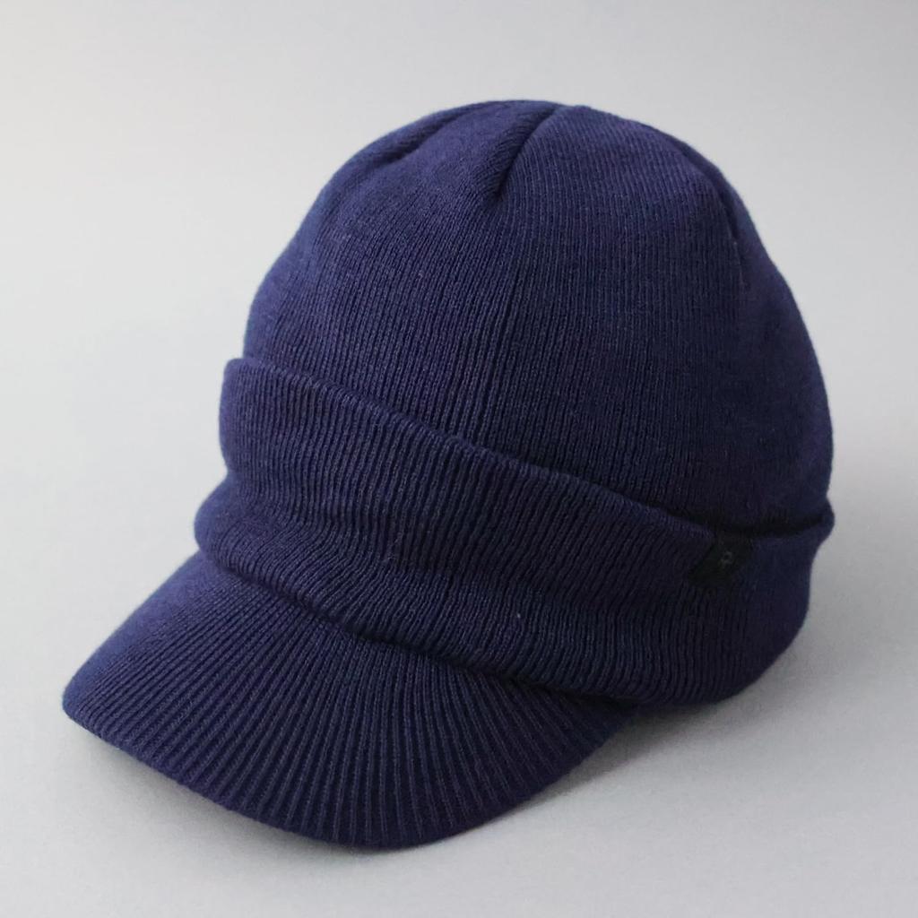 Reck Hatter Brimmed Knit Cap with Fleece for Men and Winter and Autumn Lining, RH-914 Navy, Women,