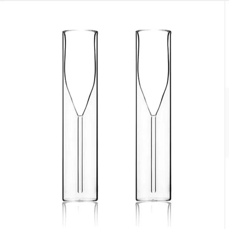Double Wall Champagne Glasses - Elegant Crystal-Design Tulip & Flute Cups for Weddings, Cocktails & Toast, Shatter-Resistant