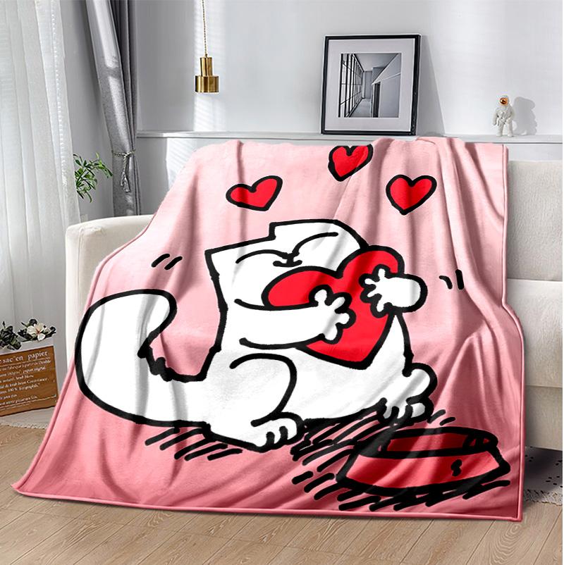 Simon'S Cat Flannel Blanket Soft Warm All-Season Throw, Design for Camping, Car Travel, Hiking Sofa, Bed, Office Perfect Gift for Parties
