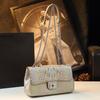 White Crocodile Pattern Women's Bag Big Brand Lock Small Square Bag Fashionable Shoulder Crossbody Bag Chain Bag