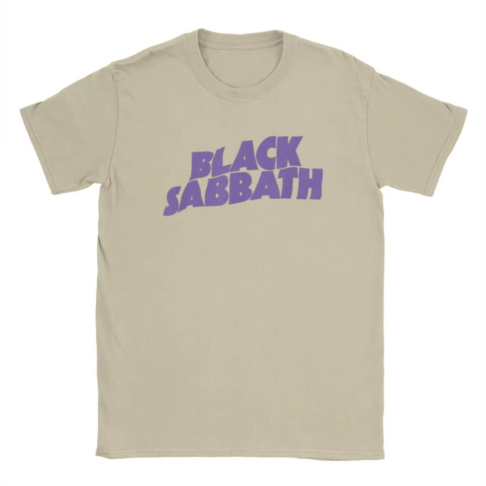 Black Purple Logo T-Shirts for Men British Rock Band Cool Sabbathes Novelty Cotton Tees O Neck Short Sleeve T Shirt Gift Clothes