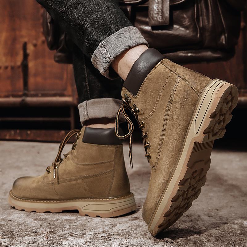 2024 New Winter Ankle Leather Boots Men's Boots Outdoor Comfortable Boots Classic Design Retro Men Plus Velvet Casual Snow Boots