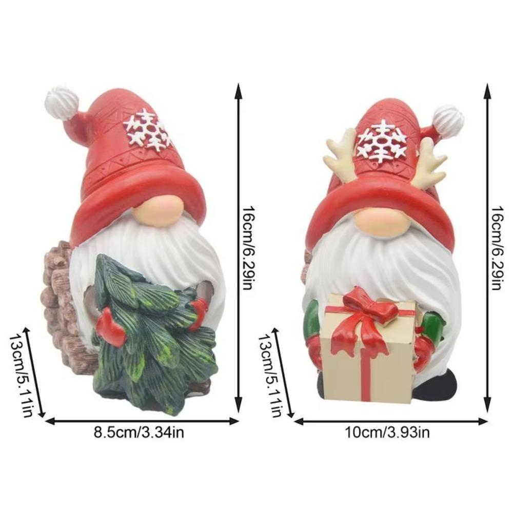 2Pcs/set Handmade Resin Gnomes Elf Cartoon Santa Claus Ornaments Christmas Elf Sculpture  Holiday