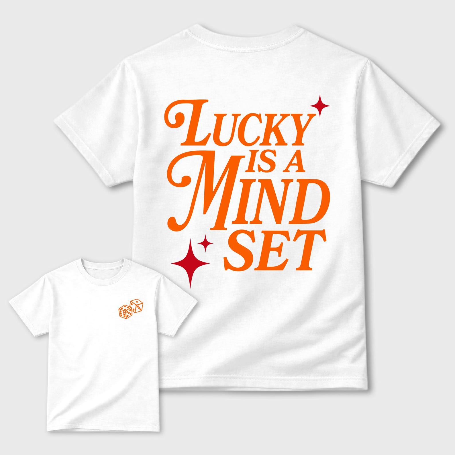 Lucky Is a Mindset graphic tee. Streetwear Brand Graphic T-Shirt. 3s Orange Citrus 2XL