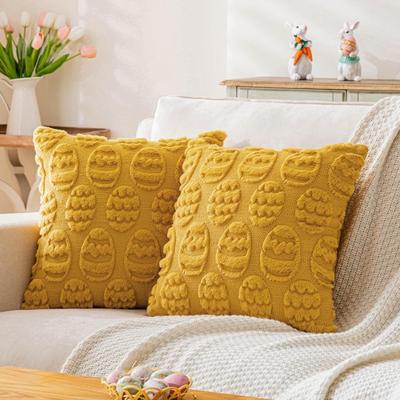 Egg Pattern Easter Pillow Cover Fluffy Wear-resistant Plush Pillow Case Comfortable Super Soft Throw Pillowcase Bedside Cushion