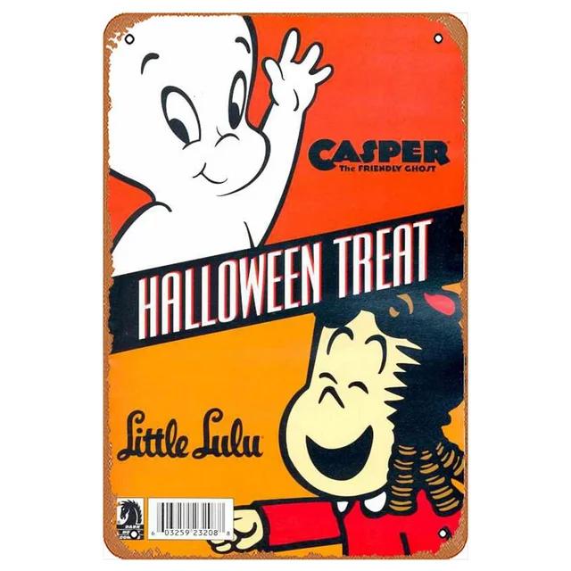 Halloween Treat Plaque Metal Tin Sign Vintage Wall Art for Man Cave Home Cafe Garden Club Bar Iron Painting Decoration