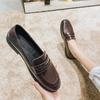 Loafers women's British style black flat-soled small leather shoes spring and autumn soft-soled Doudou single shoes spring professional work shoes w