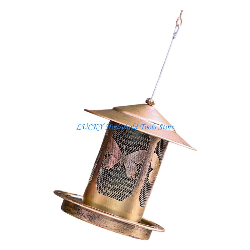 J0MC Outdoor Metal Bird Feeder Feeding Ports Squirrels Resistant Heavy Duty