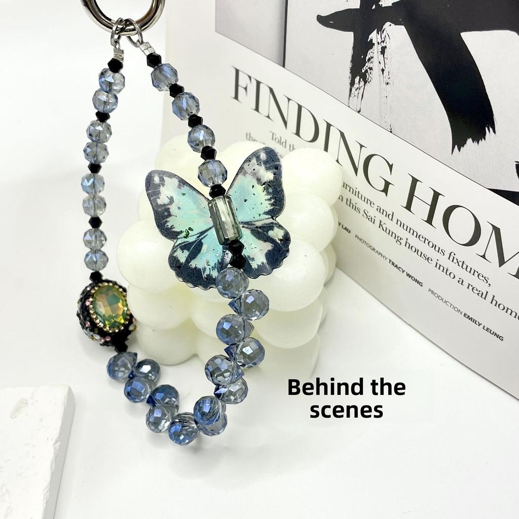 New Chinese Butterfly Mobile Phone Chain Niche Design Beaded Bag Pendant Xiaoxiangfeng Lanyard