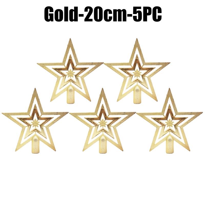 Christmas Tree Topper Star Shiny Glitter Ornament for Xmas Tree Decorations Hanging Pendant Home Holiday Party Supplies