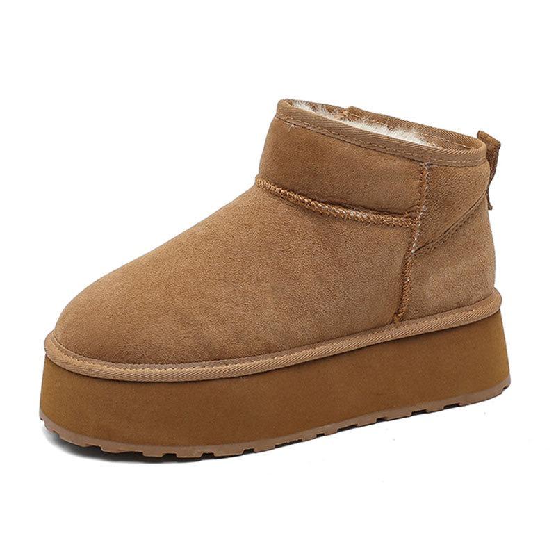 Sheepskin and fur integrated snow boots women's new rubber light foam non-slip lightweight versatile wool warm short boots