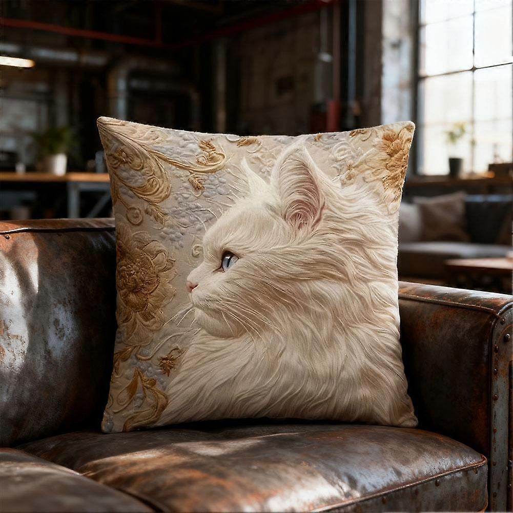 Gold Kitten Printing Throw Pillow Case Luxury Cat Pillowcases for 45cm * 45cm