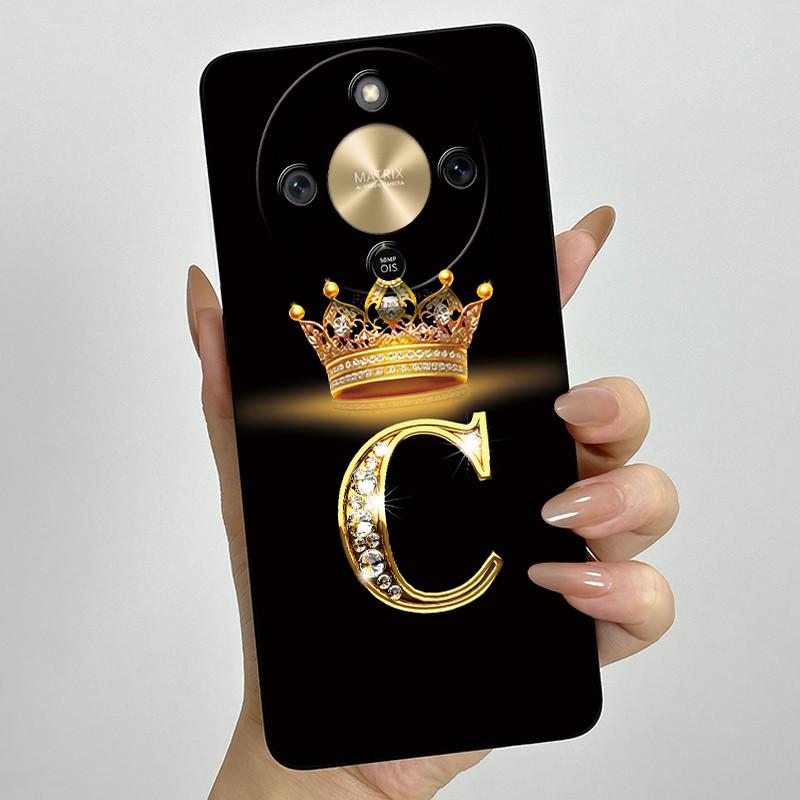 Custodia Per Honor Magic 8 Lite Corona Lettera Iniziale Morbido Silicone Liquido Cover Antiurto Coque Per Honor Magic8 Lite 5G Custodia Funda