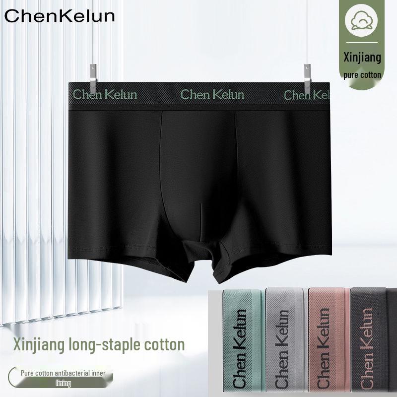 Chenkelun Men's Premium Antibacterial Cotton Boxer Briefs - Breathable, Large Size, New Style Four-Corner Shorts