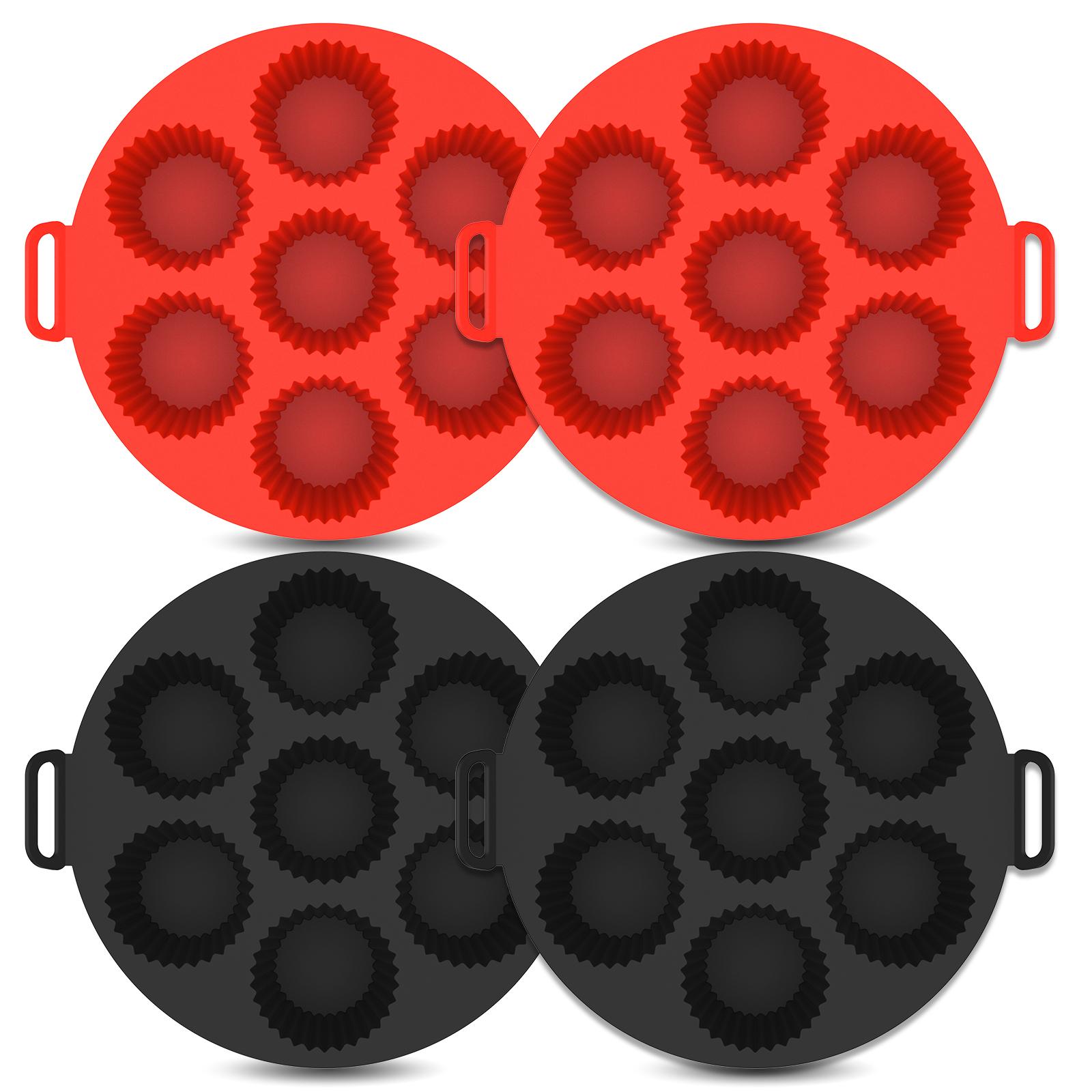 

4Pcs Silicone 7 Cavity Mini Muffin Pan With Double Handles Ruffles Edge Non Stick Cupcake Pan Dishwasher Safe Temperature