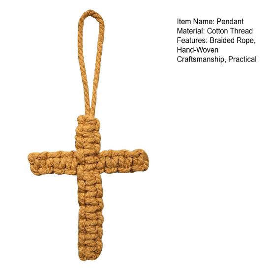 Cotton Rope Braided Pendant Keychain Religious Symbol of Christianity Hand-Woven Braided Keyring Bag Accessories