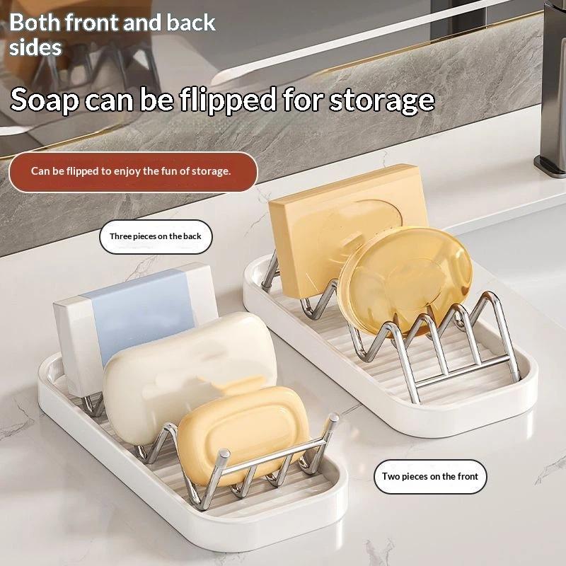 3 Grids Stainless Steel Soap Rack Student Dormitory Soap Moisture-Proof And Waterproof Sink Storage Rack Household