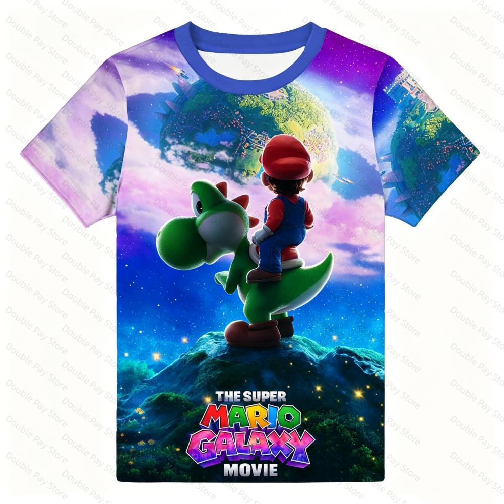 Newest 2026 The Super Mario Galaxy Movie 3D Print Tops Cartoon Children Short Sleeve T-shirt Summer Popluar Funny Mario Tees