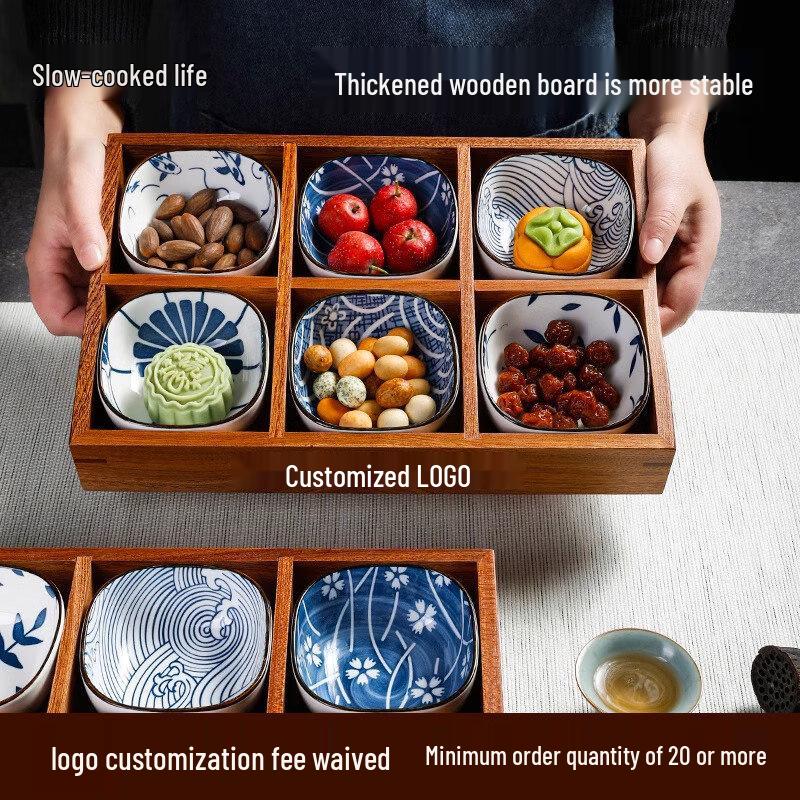 Nine-Grid Wooden Snack & Fruit Serving Tray
