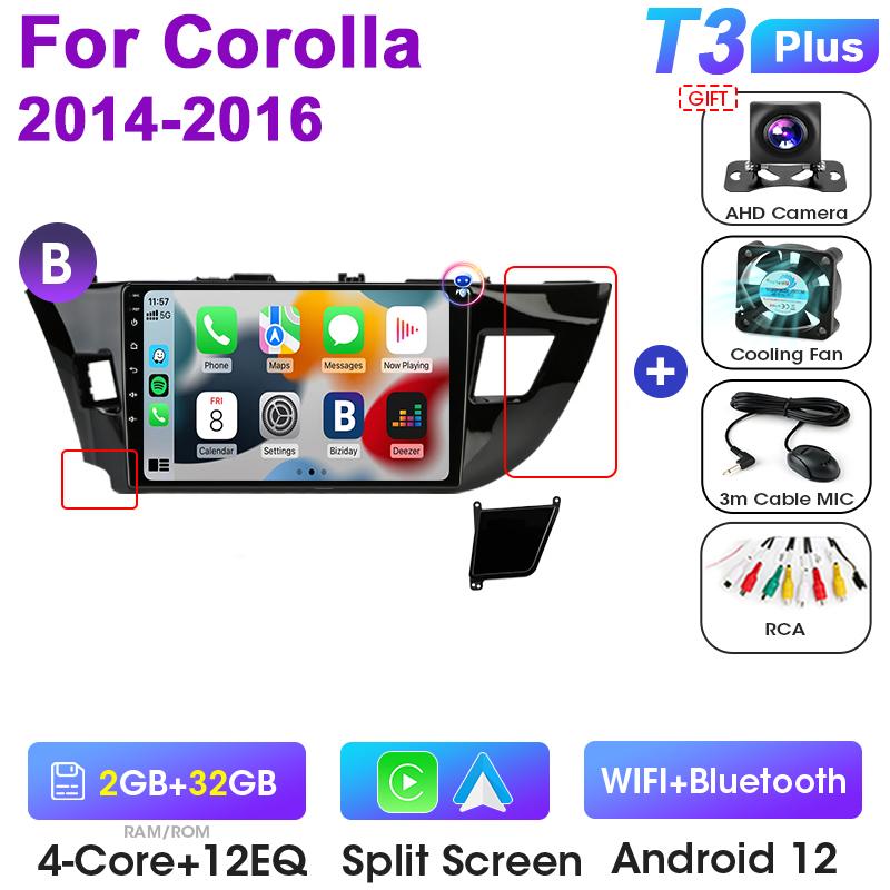2 Din Android 12 Car Radio For Toyota Corolla Ralink 2013-2016 Multimedia Video Player GPS 4G Carplay Auto Stereo DVD Head Unit