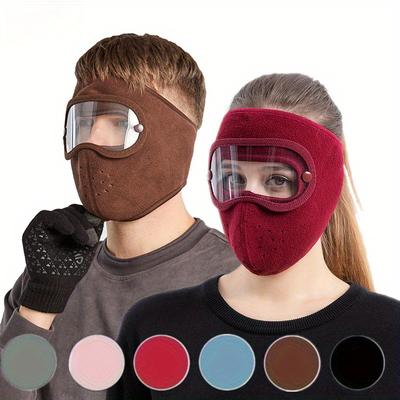 1Pc HD Goggles Anti-fog Riding Windproof Face Masks Breathable Masks Fleece Face Protection Cap