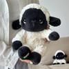 Bambola di Peluche Pecora Faccia Nera Seduta Grande Cuscino Pecora Sdraiata Pelliccia Riccia Soffice Per Divano Letto Decorazione Estetica Interna Ornamento