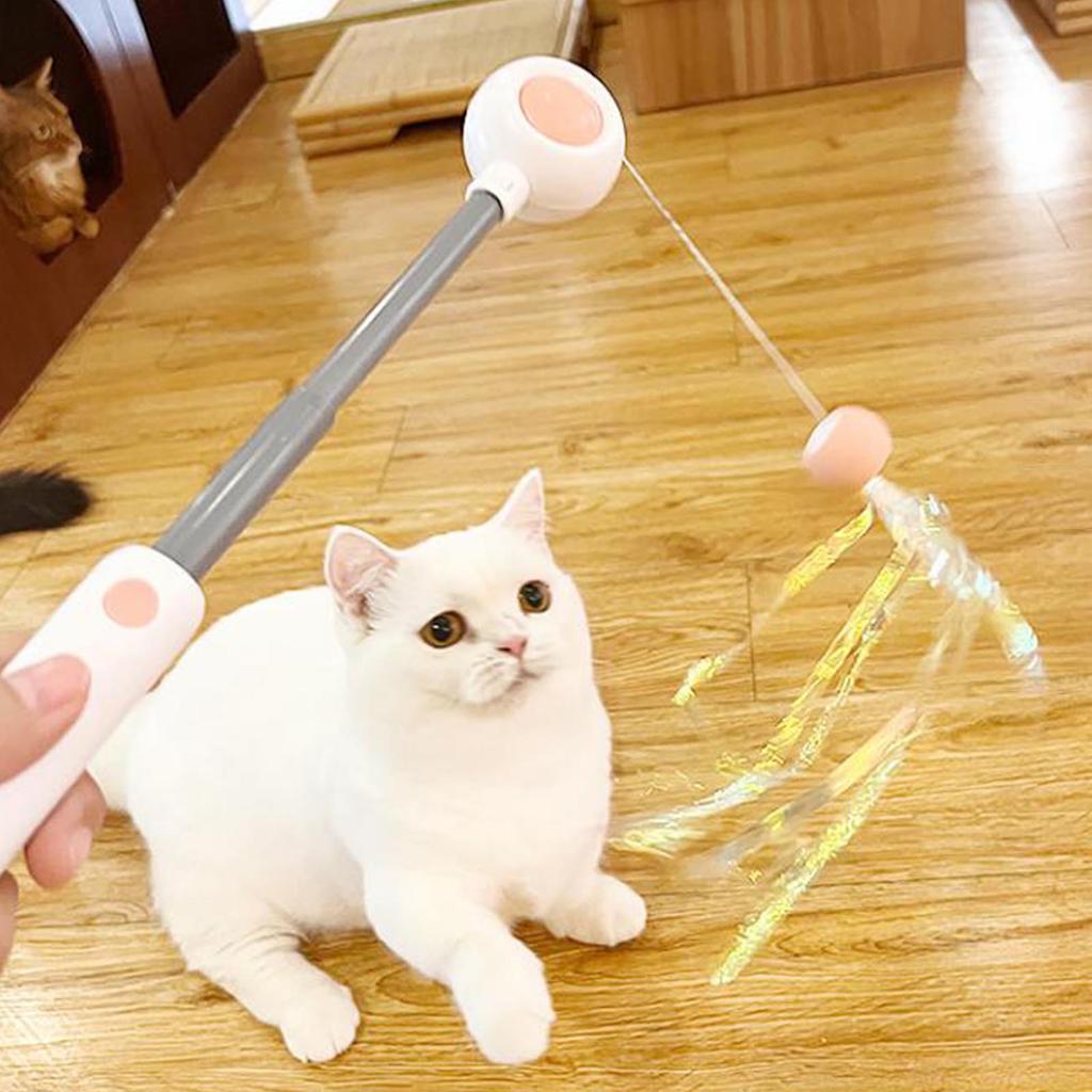 Retractable Cat Wand Attract Attention Cat Tser Wand Toy Cat Interactive Toy for Exercise
