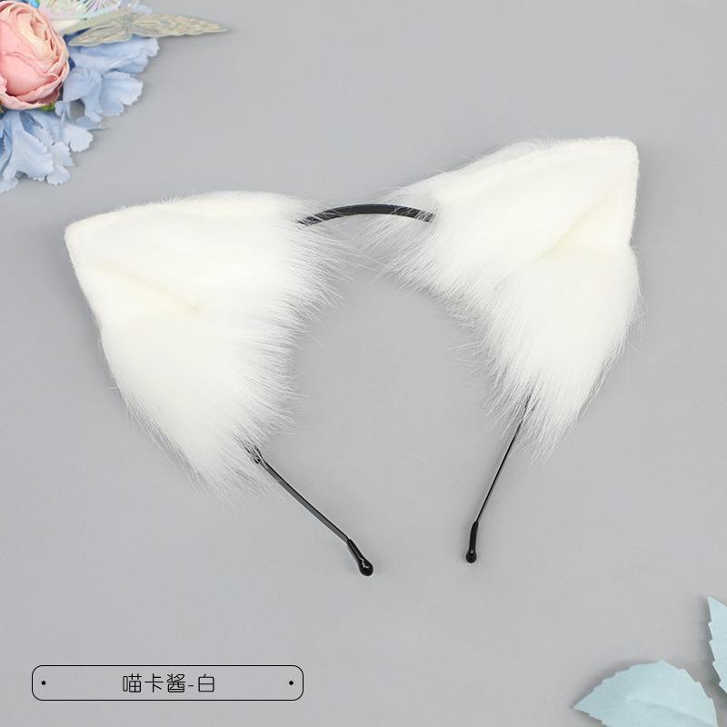 Fait main mignon animal en peluche oreilles de chat couvre-chef oreilles de renard bandeau de fête simulation oreilles d'animal accessoires pour cheveux