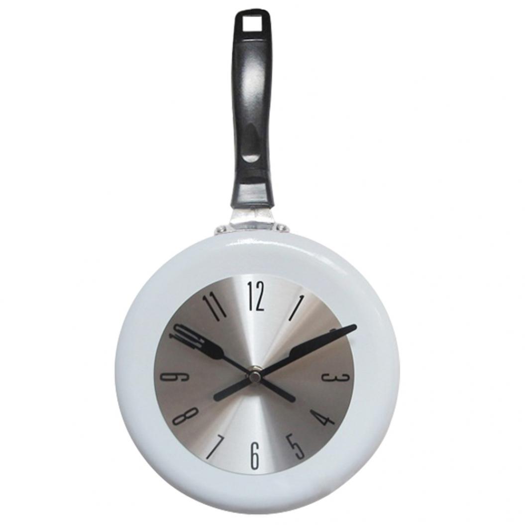

8-дюймовые круглые аналоговые настенные часы в форме сковороды для гостиной, спальни, бара, декор, подарок белый