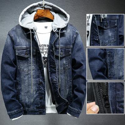 Denim Jacket, Men's Trendy Autumn and Winter Clothing, Plush and Thick Hooded, Casual and Versatile Work Clothes, Functional Jacket Top