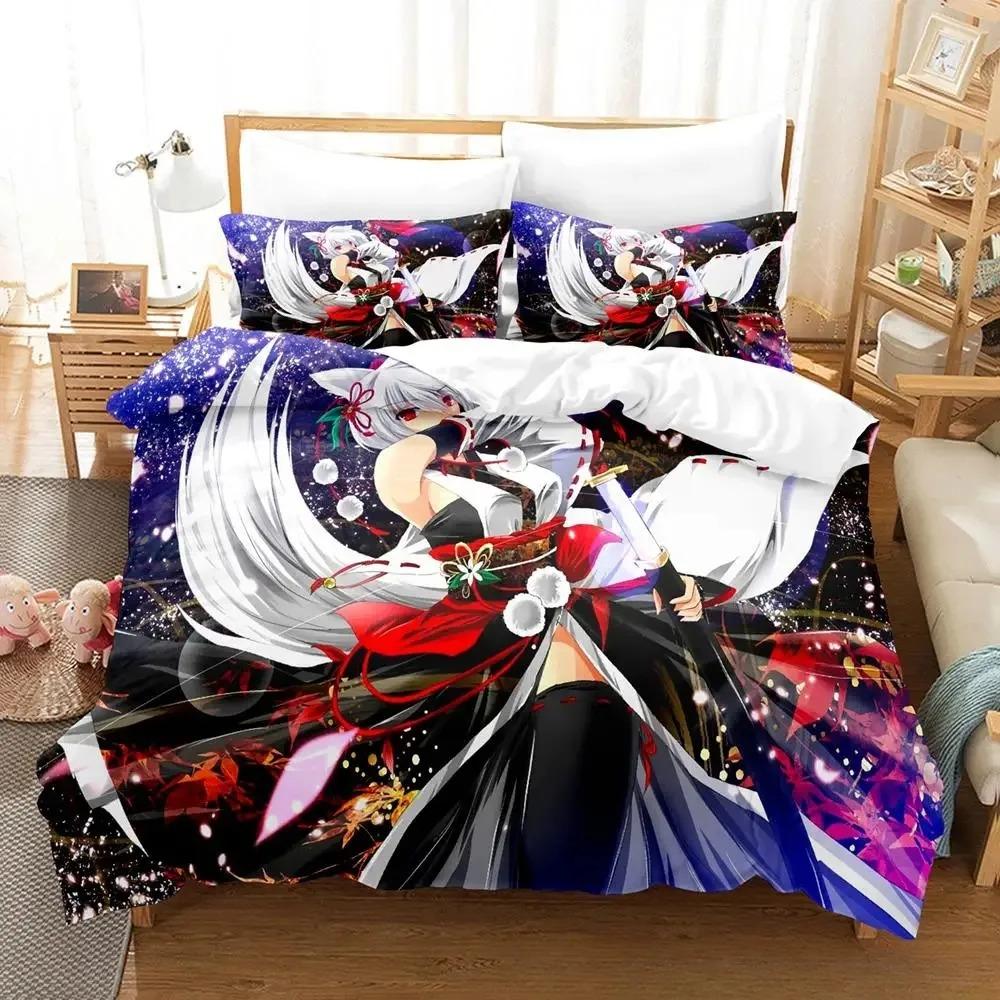 Kawaii Inubashiri Momiji Touhou Bedding Set Single Twin Full Queen King Size Bed Set Adult Kid Bedroom Duvet Cover Set
