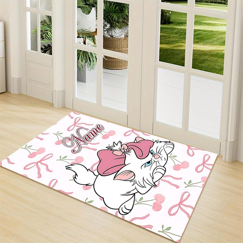Custom Name Cheshire Cat Hearts Theme Carpet Rug Customizable Soft Washable Anti-Slip Home Living Room Sofa Mats Personalized Rug. 0909416