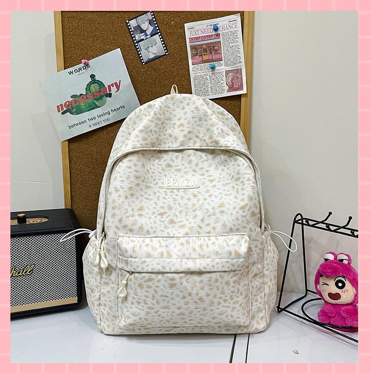 Schoolbag Leopard Print Casual Schoolbag Junior High School Student Girl Ins Style Niche High Value High School Student Backpack College Student