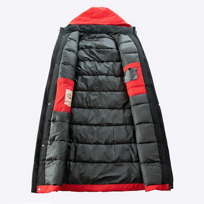 Winter Warm Long Down Coat for Men, Plus Size Knee-Length Outerwear for Middle-Aged and Older