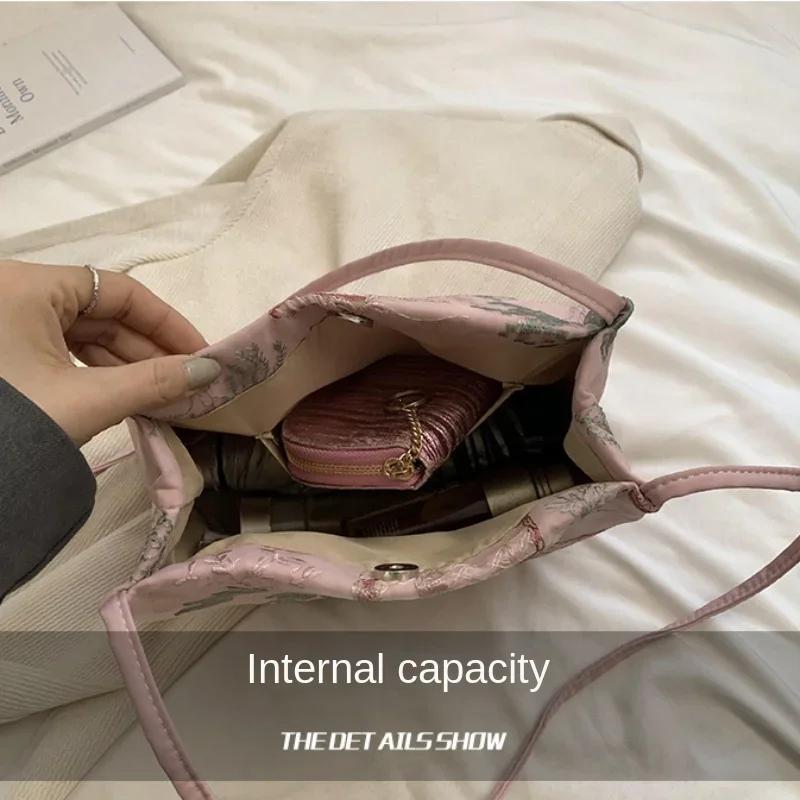 2026 New Models Silk Jacquard Fashiable Minimalist Bag New Chinese Style Retro Bag Single Shoulder Diagal Cross Women's Bag