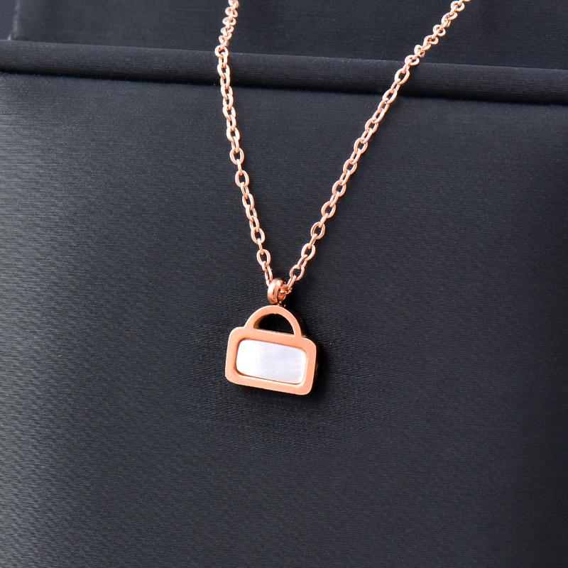 

Титан, титановая сталь, белая оболочка, сумка, подвеска для мороженого, ожерелье из нержавеющей стали, женское ожерелье на ключице, цвет не может упасть