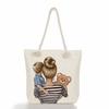 Multifunctional Mom Series Printed Thick Rope Shoulder Beach Bag Casual Large Capacity Handbag 7617