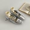 Silver French square head light mouth flat-soled single shoes women's summer 2025 new with skirt versatile soft-soled Mary Jane shoes