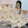 Spring And Summer Pajamas Women'S Short-Sleeved Three-Piece Cartoon Cute Little Dinosaur Lazy Style Loungewear