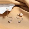 Autumn And Winter Silver Design Bead Earrings, Star Fringed Stud Earrings, Women'S Long Earrings, Double Ear Jewelry