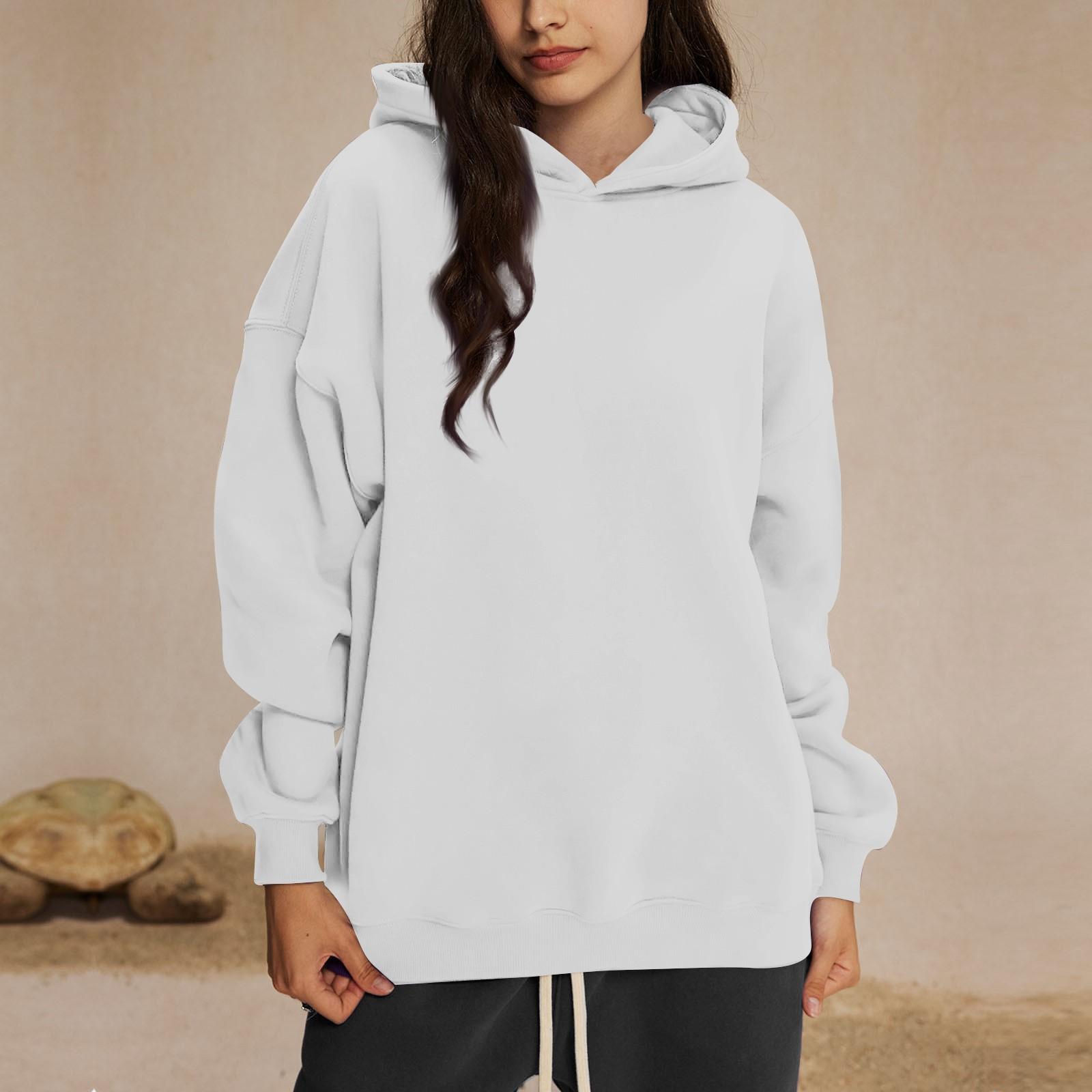 

Женские толстовки с капюшоном, свободные свитера с длинным рукавом, рубашки с круглым вырезом, осенние наряды, одежда XXL белый