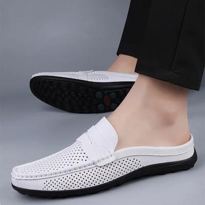 Fashion Big Size 47 Men Slippers Leather Loafers Moccasins Outdoor Footwear Non-slip Men Casual Shoes Summer Spring Fashion Men Shoes