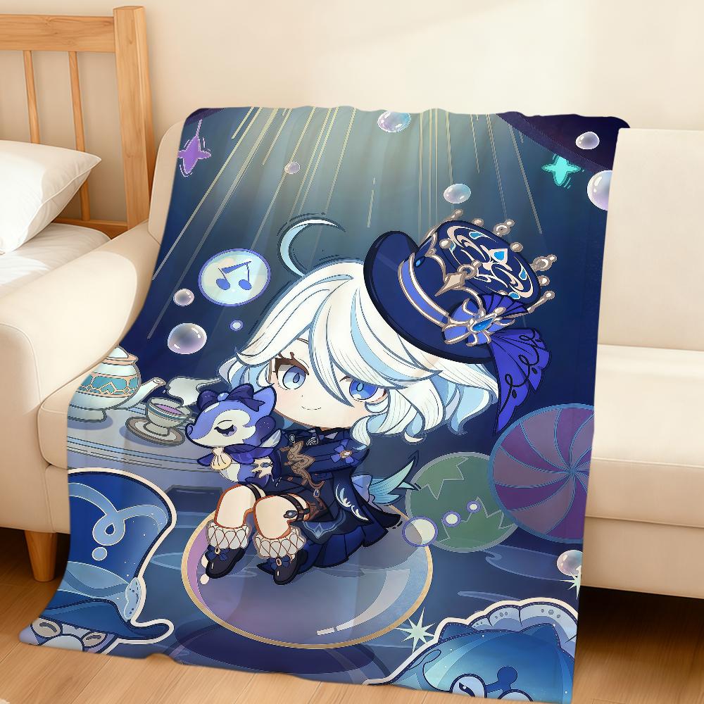 Game Lumine Genshin Impact Diluc Chibi Flannel Soft Warm Plush Blanket Sofa Living Room Pet Hogar Bedroom Gift Home Car Portable