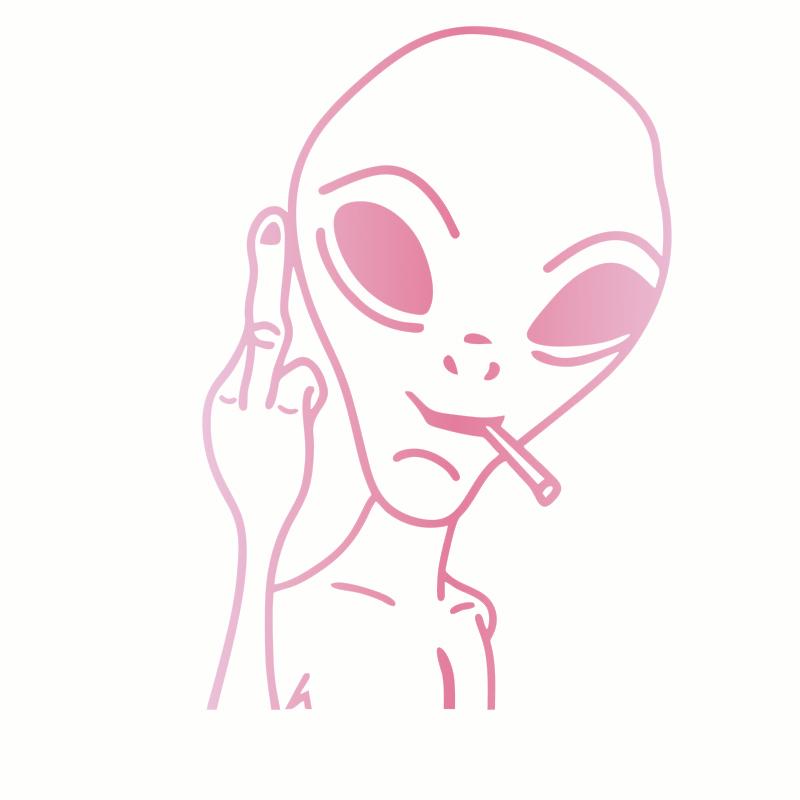 HungMieh Car Stickers Funny Alien Personality Ufo Decals Laser Vinyl Sticker Car 3D Car Styling Decoration 10.3X15cm